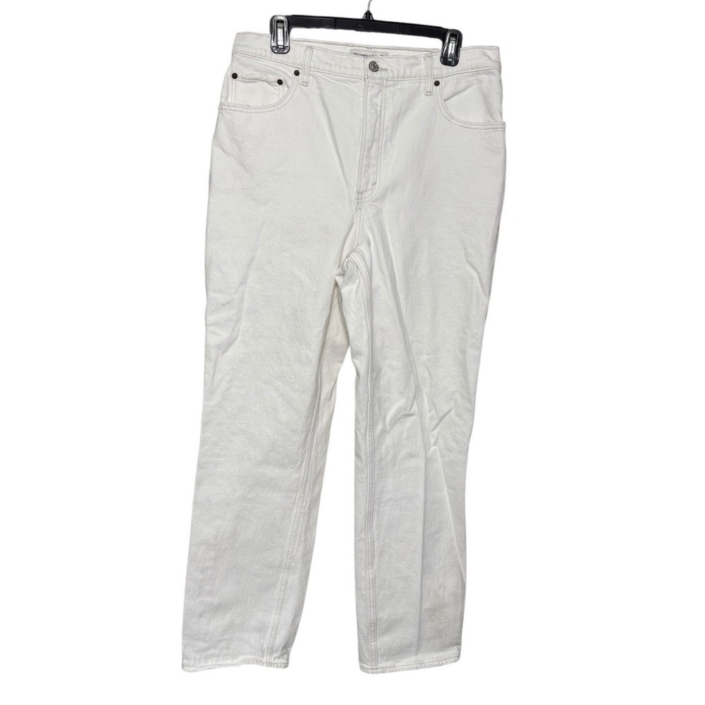 Abercrombie & Fitch The 90's Straight Leg Ultra HR Jeans Antique White‎ Sz 32/14